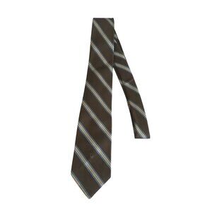CHRISTIAN DIOR Mens Striped Brown Vintage Neck Tie